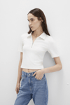 Mavi Fitted Fit Fermuarlı Bayan Polo Yaka T Shirt 1613593-70057 EKRU