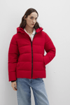 Mavi Kapitoneli Fitted Fit Dik Yaka Kapüşonlu Bayan Mont 1110704-90367 KIRMIZI