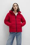 Mavi Kapitoneli Fitted Fit Dik Yaka Kapüşonlu Bayan Mont 1110704-90367 KIRMIZI
