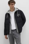 Mavi Kapitoneli Loose Fit Çıkarılabilir Kapüşon Panelli Şişme Erkek Mont 0110662-71379 SİYAH