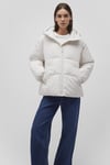 Mavi Kapitoneli Loose Fit Kapüşonlu Şişme Bayan Mont 1110199-83746 KREM