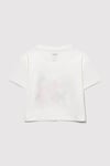 Mavi Kedi Baskılı % 100 Pamuk Loose Fit Bisiklet Yaka Crop Kız Çocuk T Shirt 7610284-70057 EKRU