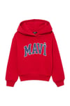 Mavi Logo Baskılı Pamuklu Loose Fit Kapüşonlu Şardonlu Erkek Çocuk Sweat 6610110-70464 KIRMIZI