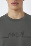 Mavi Logolu Pamuklu Loose Fit Bisiklet Yaka Erkek T Shirt 0613128-70088 KOYU GRİ