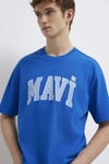 Mavi Logolu Pamuklu Loose Fit Bisiklet Yaka Erkek T Shirt 0611711-81330 SAKS