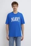 Mavi Logolu Pamuklu Loose Fit Bisiklet Yaka Erkek T Shirt 0611711-81330 SAKS
