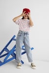 Mavi Lol Pamuklu Mom Fit Normal Bel Daralan Paça Jeans Kız Çocuk Kot Pantolon 7010037-82060 AÇIK MAVİ