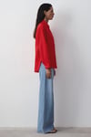 Mavi Loose Fit Klasik Yaka Uzun Kollu Keten Kadın Gömlek 1210747-70474 KIRMIZI
