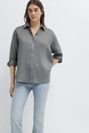 Mavi Loose Fit Klasik Yaka Uzun Kollu Keten Kadın Gömlek 1210747-70132 HAKİ