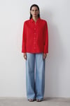 Mavi Loose Fit Klasik Yaka Uzun Kollu Keten Kadın Gömlek 1210747-70474 KIRMIZI