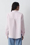 Mavi Loose Fit Klasik Yaka Uzun Kollu Keten Kadın Gömlek 1210747-90773 PEMBE
