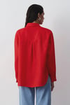 Mavi Loose Fit Klasik Yaka Uzun Kollu Keten Kadın Gömlek 1210747-70474 KIRMIZI