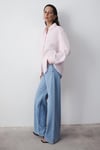 Mavi Loose Fit Klasik Yaka Uzun Kollu Keten Kadın Gömlek 1210747-90773 PEMBE