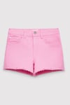 Mavi Melora Pamuklu Mom Fit Normal Bel Jean Kız Çocuk Short 7410655-86707 PEMBE