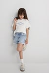 Mavi Melora Pamuklu Mom Fit Normal Bel Kız Çocuk Short 7410655-89489 AÇIK MAVİ