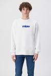 Mavi Miav Bisiklet Yaka Pamuk Karışımlı Loose Fit Bol Kesim Şardonlu Erkek Sweat 0610925-620 BEYAZ