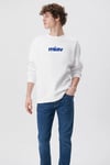 Mavi Miav Bisiklet Yaka Pamuk Karışımlı Loose Fit Bol Kesim Şardonlu Erkek Sweat 0610925-620 BEYAZ