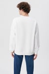 Mavi Miav Bisiklet Yaka Pamuk Karışımlı Loose Fit Bol Kesim Şardonlu Erkek Sweat 0610925-620 BEYAZ