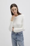 Mavi Örgü Desenli Slim Fit Bisiklet Yaka Bayan Kazak 1710341-70057 KREM