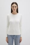 Mavi Örgü Desenli Slim Fit Bisiklet Yaka Bayan Kazak 1710341-70057 KREM