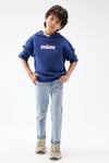 Mavi Pamuk Karışımlı Loose Fit Kapüşonlu Şardonlu Erkek Çocuk Sweat 6S10028-70722 KOYU MAVİ