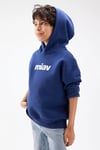 Mavi Pamuk Karışımlı Loose Fit Kapüşonlu Şardonlu Erkek Çocuk Sweat 6S10028-70722 KOYU MAVİ