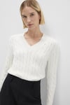 Mavi Pamuk ve İpek Karışımlı Slim Fit V Yaka Bayan Kazak 1710720-70057 KREM