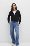 Mavi Pamuklu Boxy Fit Kapüşonlu Fermuarlı Bayan Sweat 1S10388-900 SİYAH
