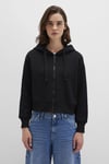 Mavi Pamuklu Boxy Fit Kapüşonlu Fermuarlı Bayan Sweat 1S10388-900 SİYAH