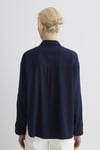 Mavi Pamuklu Çizgili Oversize Fit Klasik Yaka Bayan Gömlek 1210878-83699 KOYU LACIVERT