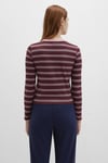 Mavi Pamuklu Fitted Fit Bisiklet Yaka Çizgili Bayan Penye 1613604-91193 BORDO
