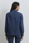 Mavi Pamuklu Fitted Fit Uzun Kollu Kadın Kot Gömlek 1210819-89252 KOYU MAVİ