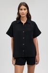 Mavi Pamuklu Kısa Kollu Loose Fit Kadın Gömlek 1210758-900 SİYAH