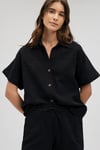 Mavi Pamuklu Kısa Kollu Loose Fit Kadın Gömlek 1210758-900 SİYAH