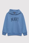 Mavi Pamuklu Logo Baskılı Loose Fit Kapüşonlu Erkek Çocuk Sweat 6S10143-83767 MAVİ