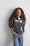 Mavi Pamuklu Loose Fit Baskılı Kapüşon Yaka Fermuarlı Kız Çocuk Sweat 7S10167-85309 FÜME