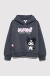 Mavi Pamuklu Loose Fit Baskılı Kapüşon Yaka Fermuarlı Kız Çocuk Sweat 7S10167-85309 FÜME
