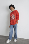 Mavi Pamuklu Loose Fit Baskılı Kapüşon Yaka Erkek Çocuk Sweat 6S10156-88523 KIRMIZI