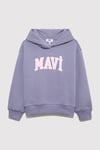 Mavi Pamuklu Loose Fit Baskılı Kapüşon Yaka Kız Çocuk Sweat 7610035-88095 AÇIK GRİ