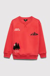 Mavi Pamuklu Loose Fit Bisiklet Yaka Sırt Baskılı Erkek Çocuk Sweat 6S10148-71079 NAR ÇİÇEĞİ