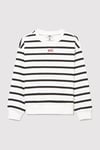 Mavi Pamuklu Loose Fit Çizgili Logolu Kız Çocuk Sweat 7S10038-900 BEYAZ-SİYAH