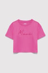 Mavi Pamuklu Loose Fit Logo Baskılı Bisiklet Yaka Kız Çocuk T Shirt 7610181-91355 PEMBE