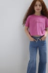 Mavi Pamuklu Loose Fit Logo Baskılı Bisiklet Yaka Kız Çocuk T Shirt 7610181-91355 PEMBE
