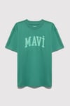 Mavi Pamuklu Loose Fit Logo Baskılı Bisiklet Yaka Erkek Çocuk T Shirt 6610484-71697 KOYU YEŞİL