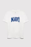 Mavi Pamuklu Loose Fit Logo Baskılı Bisiklet Yaka Erkek Çocuk T Shirt 6610418-70057 BEYAZ