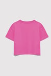 Mavi Pamuklu Loose Fit Logo Baskılı Bisiklet Yaka Kız Çocuk T Shirt 7610181-91355 PEMBE