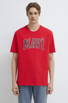 Mavi Pamuklu Loose Fit Logolu Bisiklet Yaka Erkek T Shirt 0611711-70467 KIRMIZI