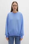 Mavi Pamuklu Loose Fit Şardonlu Bisiklet Yaka Bayan Sweat 1610198-70790 MAVİ