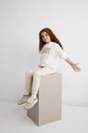 Mavi Pamuklu Loose Fit Şardonlu Kapüşonlu Logolu Kız Çocuk Sweat 7610035-81964 KREM