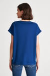 Mavi Pamuklu Oversize Cepli V Yaka Basic Bayan T Shirt 1600961-30808 KOYU MAVİ